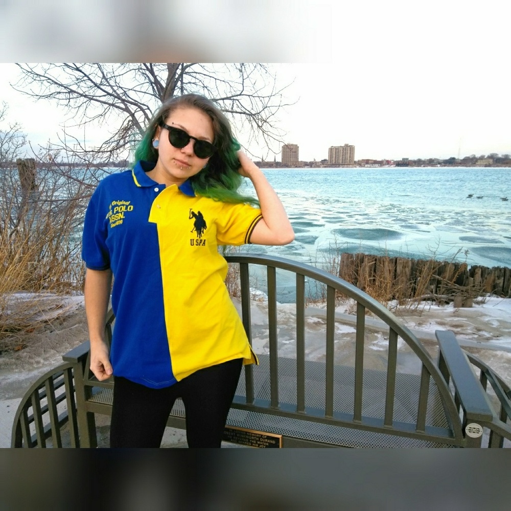 U.S. Polo Assn Yellow/Blue Embroidered Frt + Bck
